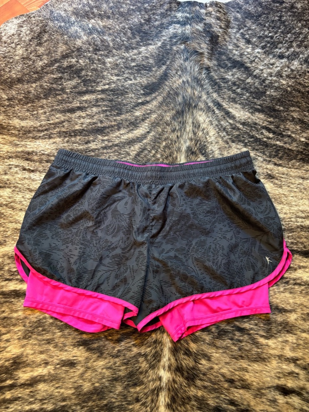 Danskin Now Pink & Grey Sports Shorts, Compression Short Lining, Size Large